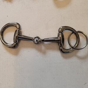 Eggbutt Horse Bit Bag Charm Black Metallic Equestrian Keychain